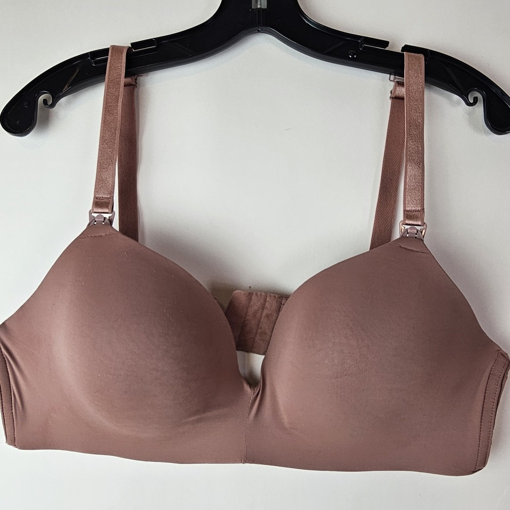 Auden 40D Pink Brown Nursing Lightly Lined Wirefree Bra Molded Cups Multiway